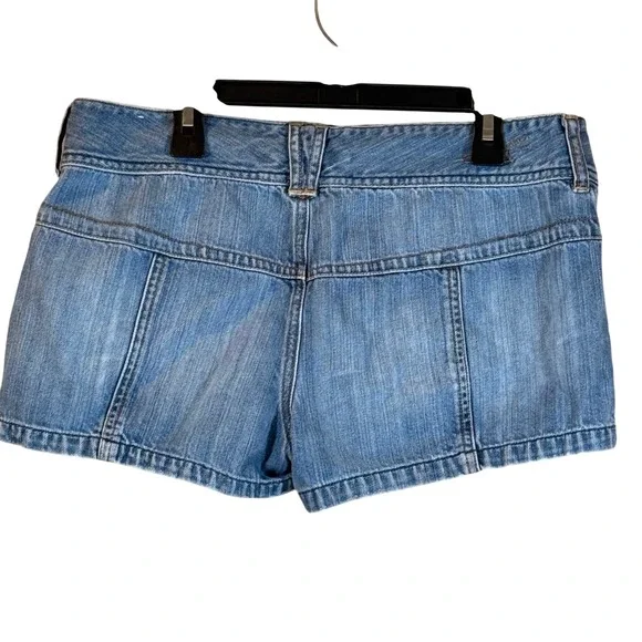 Vtg Y2K American Eagle Micro Mini Denim 8 Light Blue Low-Rise Festival Booty - Picture 2 of 9